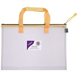 Snopake A3 Hoge capaciteit EVA Mesh Project/Book Bag [Pack van 1] Heavy Duty Bag met Soft Grip Draaggreep [Transparant/Geel] 15877