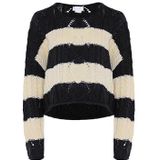 BLONDA - Trui - Zwart/Wolwit - Gestreept - Lange Mouw - Korte Pasvorm