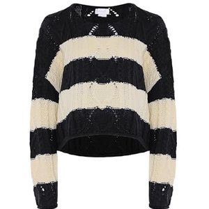 BLONDA - Trui - Zwart/Wolwit - Gestreept - Lange Mouw - Korte Pasvorm