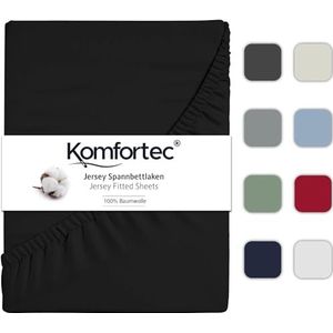 Komfortec Jersey hoeslaken 140x200 cm, 100% katoen, zwart