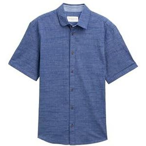 TOM TAILOR heren overhemd, 38777 - Dark Blue Fil A Fil Dobby, XL