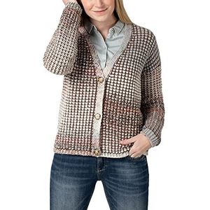 Timezone Dames Puffy Cardigan Vest, Beige Bruin Multicolor, XS
