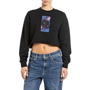 Replay Cropped sweatshirt voor dames, 098 Black, XXS