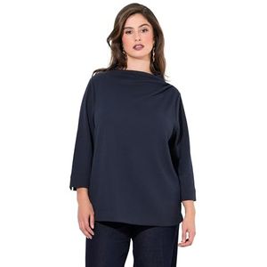 Ulla Popken - Sweatshirt - Marinier - Opstaande Kraag - 3/4 Mouwen