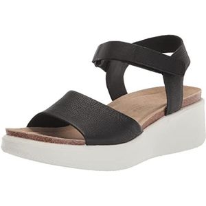 ECCO Dames Flowt Wedge Cork Sandaal, Zwart, 38/38.5 EU
