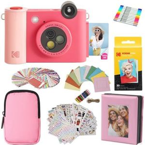 KODAK Smile+ 2-in-1 Digitale Camera & Fotoprinter Cadeaupakket + Tas + Zink 20pk + Album + Stickers - Fuchsia