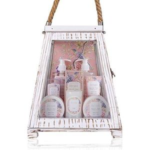 accentra 6050757 Geschenkset Secret Garden Bad- en Doucheset met Witte Thee & Abrikozengeur, 11-delige Geschenkset, Wit, Roze