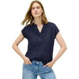 Urban Navy - Blouse - Korte Mouwen - Slitnek - Zonder Sluiting