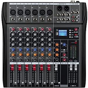 Weymic CK-60 Professional Mixer for Recording DJ Stage Karaoke Music Application w/USB Drive for Computer Recording Input, XLR Microphone Jack, 48V Power, RCA Output for Professional (6-Channel)