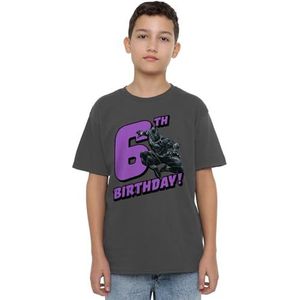 mandarin creative ltd Black Panther Birthday 6 Unisex Kids T-shirt, houtskool, 3-4 jaar, houtskool, 3-4 jaar