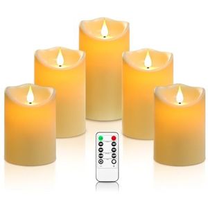 Da by LED-kaarsen, LED Candles Batterij Kaars Hoogte 10cm × 2, 13.5cm × 2, 16.5cm × 1; Doorsnee 8cm; 5 STKS Nieuwste Stijl Batterij Kaars