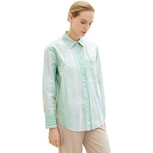 TOM TAILOR Dames blouse met borstzak 1034784, 31129 - Green Gradient Stripe, 46