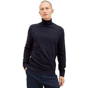 TOM TAILOR Basic herentrui met rolkraag van katoen, 13160-gebreid marineblauw melange, XXL