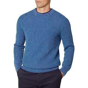 Hackett London Heren Basketweave Crew Pullover Sweater, Blauw (Staal Blauw), S, Blauw (Steel Blue), S