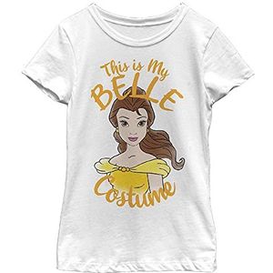 Disney Princess Belle kostuum voor meisjes, solide crew shirt, wit, XS, wit, XS, wit, XS, Wit, XS
