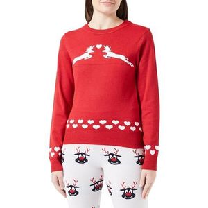Bestseller A/S Dames Onlxmas Snowflake Ls O-Neck KNT gebreide trui, Chili pepper/patroon: cloud dancer, S