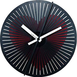 Nextime Motion Clock Heart - Klok - Rond - Ø 30 cm - Zwart/Rood
