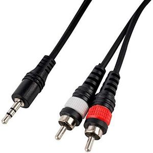 CASCHA - RCA naar jack audiokabel 1 m, 2 x RCA naar 1 x 3,5 mm jack, Y Splitter Stereo kabel, zwart