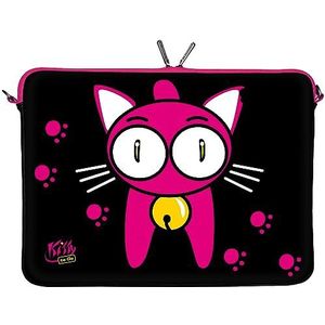 Kitty to Go LS133-10 Designer iPad Pro 9,7 hoes van neopreen geschikt voor 10 tot 10,5 inch (26,67 cm) Air beschermhoes tas mouw case kat zwart-roze