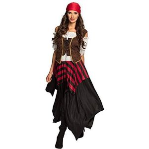 Boland - Volwassen kostuum piraat tornado, jurk, korset, hoofddoek, voor dames, piraat, boekanier, kostuum, carnaval, themafeest
