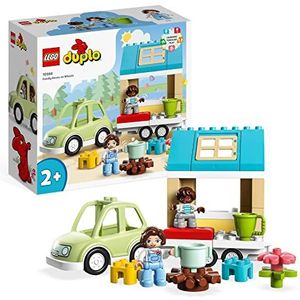 LEGO DUPLO Stad Familiehuis op wielen, Kampeerset met Figuren en een Speelgoed Auto voor Jongens en Meisjes vanaf 2 Jaar, Fijne Motoriek Ontwikkelen, Cadeau voor Peuters en Kleuters 10986