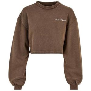 Urban Classics Damen Sweatshirt Ladies Cropped Small Embroidery Terry Crewneck brown 4XL