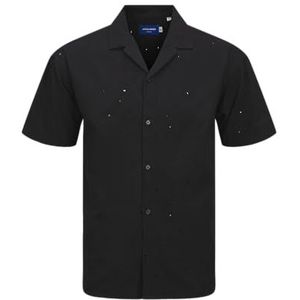 JACK & JONES Heren Jorembroidery Pattern Shirt Ss, zwart, M