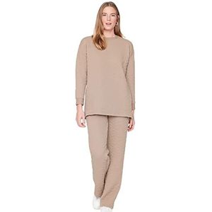 Trendyol Vrouwen Vrouw Bloemen Gebreide Tweedelige Set Gecoördineerde Outfit, Mink Color, M (Pack van 2), Mink Kleur, M