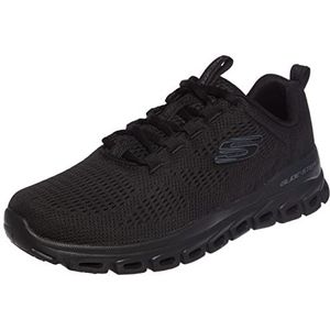 Skechers Glide-Step Fasten Up Sneaker voor heren, Zwarte Mesh Rode Trim, 40 EU