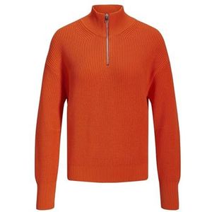 JACK & JONES Dames Jjxx Jxleya Ls Twist Half Zip Knit Noos Pullover, rood/oranje, XL