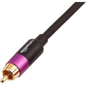 Amazon Basics 1 RCA-audiokabel voor subwoofer, versterkers, actieve luidsprekers met vergulde stekkers, zwart, 2,4m