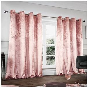 Verpletterd fluwelen ooggordijnen ring top draperie stropdas ruggen, gemakkelijk te onderhouden glamoureuze panelen, blozen roze, 90 x 90 inch