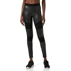 Urban Classics Dames leggings dames fake lederen tech yogabroek, zwart (Black 00007), M