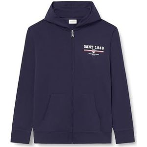 Gant - GRAPHIC FULL ZIP HOODIE - Capuchonsweatvest - Evening blue - Kangaroozak