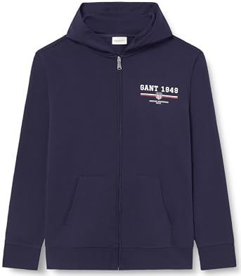 Gant - GRAPHIC FULL ZIP HOODIE - Capuchonsweatvest - Evening blue - Kangaroozak