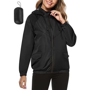 Sykooria Dames regenjas licht waterdicht windjack herfst jas outdoorjas regenjas met capuchon windbreaker vrouwen zip hoodie regenjack