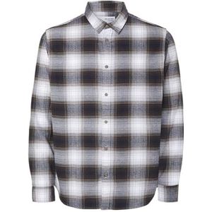 Selected Homme heren overshirt flanel, wit, L