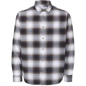 Selected Homme heren overshirt flanel, wit, L