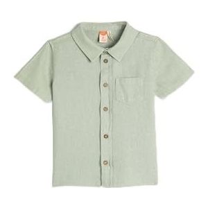 Koton Babyboy Shirt Linnen Blend Korte Mouwen Single Pocket Detail, groen (750), 6-9 Maanden