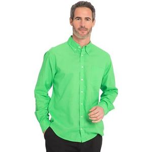 JP 1880, Herenhemd, grote maten, linnen mixhemd, lange mouwen, buttondown-kraag, modern fit, lichtgroen, 3XL