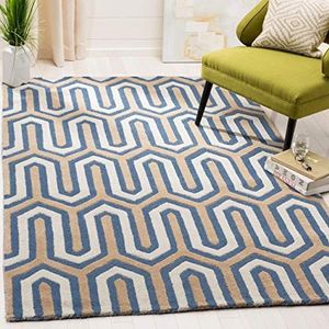 Safavieh Getextureerd tapijt, CAM351, handgeknoopte wol, marineblauw/grijs, 120 x 180 cm
