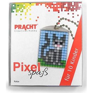 Pixel P90058-08501 Leuke knutselset katten voor kinderen met 10 medaillons om te pixelen, eenvoudig insteeksysteem zonder strijken en lijmen, voor kleuterschool, school, verjaardag en vrije tijd