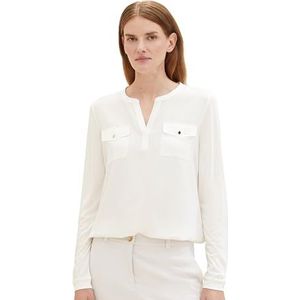 TOM TAILOR T-shirt met lange mouwen voor dames, 10315 - Whisper White, XXS