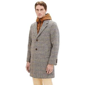 TOM TAILOR Heren 1037348 wollen jas, 32523-Beige Brown Wool Check, L, 32523 - Beige Brown Wool Check, L