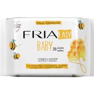 FRIA Easy Baby – doekjes voor pasgeborenen en kinderen – met aloë vera en honing extract – hydraterende werking – rustgevende werking – stof in reliëf – formaat: 20 doeken
