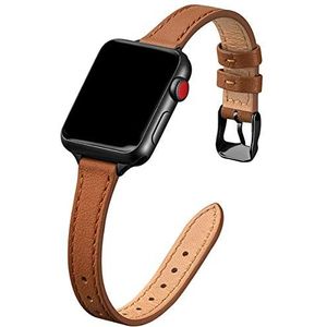 SUNFWR Armband voor smartwatch, voor Apple Watch, 38 mm/40 mm/41 mm, vervangende armband van echt leer, slank en licht, voor de iWatch serie Ultra/8/7/6/5/4/3/2/1, SE, bruin en zwart