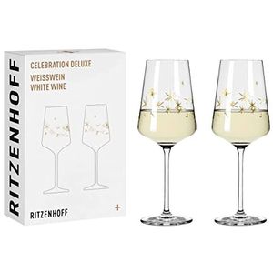 wittewijnglas 400 ml - Serie Celebration Deluxe Set nr. 3-2 stuks, echt goud