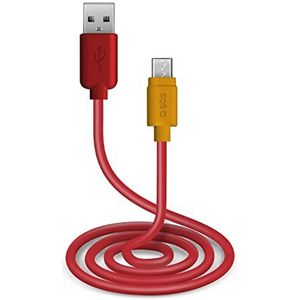 SBS Opladen en datakabel met USB-poorten 2.0 en micro-USB-poorten, lengte 1 m, rood