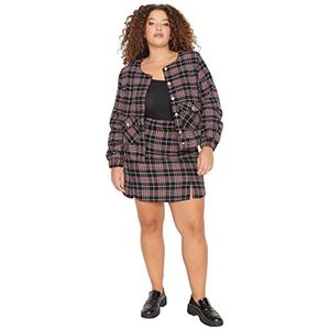 Trendyol FeMan Plus Size Mini Kokerrok Geplooide Rok Geweven Grote Maat Rok, Zeer Kleurrijk, 46, Zeer kleurrijk, 44