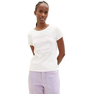 TOM TAILOR Denim Dames T-shirt 1035383, 10348 - Gardenia White, S